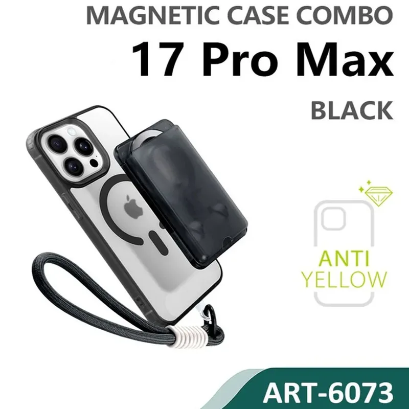 Θήκη Siipro 3in1 Magsafe Set Wallet &amp; Wrist Strap Clear Black iPhone 17 Pro Max