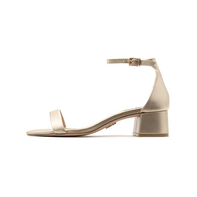 Σανδάλια με τακούνι Steve Madden GENA LEATHER MID HEEL SANDALS WOMEN