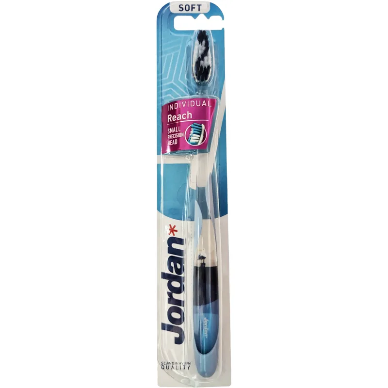Jordan Individual Reach Soft Toothbrush Μαλακή Οδοντόβουρτσα με Εργονομική Λαβή για Βαθύ Καθαρισμό 1 Τεμάχιο Κωδ 310041 - Γαλάζιο