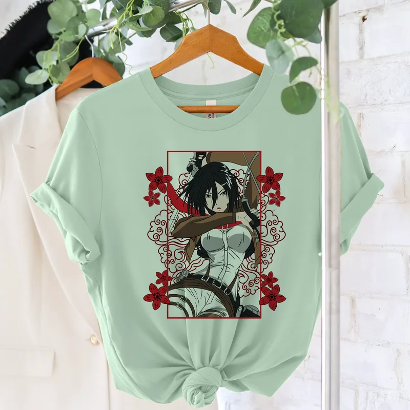 Mikasa Anime - Organic Vegan T-Shirt Unisex - Μέντα - XL