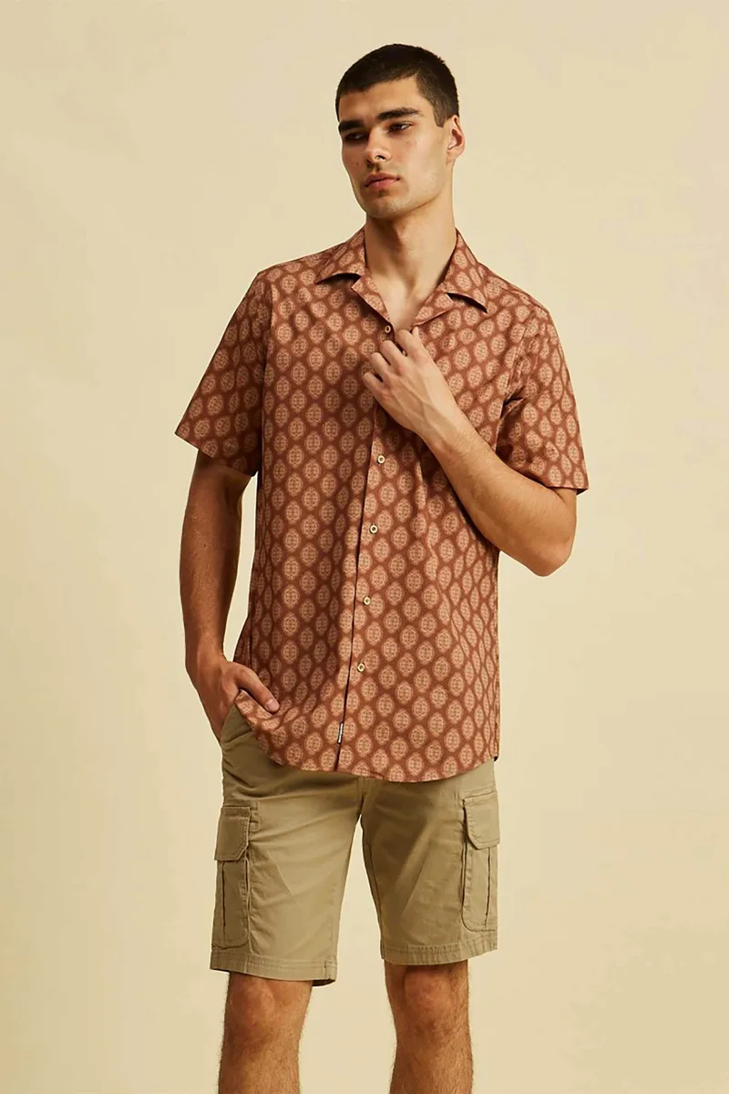 DORS ανδρικό πουκάμισο με all-over print Regular Fit - 1038034.C01 Μπορντό