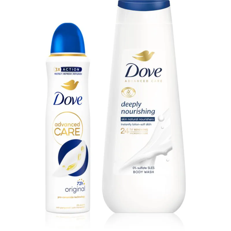 Dove Advanced Care Deeply Nourishing οικονομική συσκευασία με αποσμητικό και αφρόλουτρο