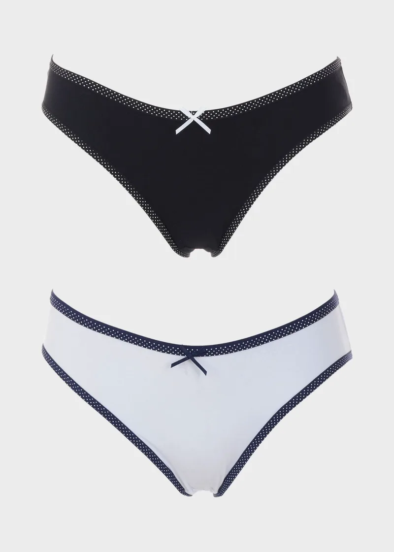 Γυναικείο slip πουά λεπτομέρειες.Συσκευασία 2pack ΛΕΥΚΟ ΜΑΥΡΟ
