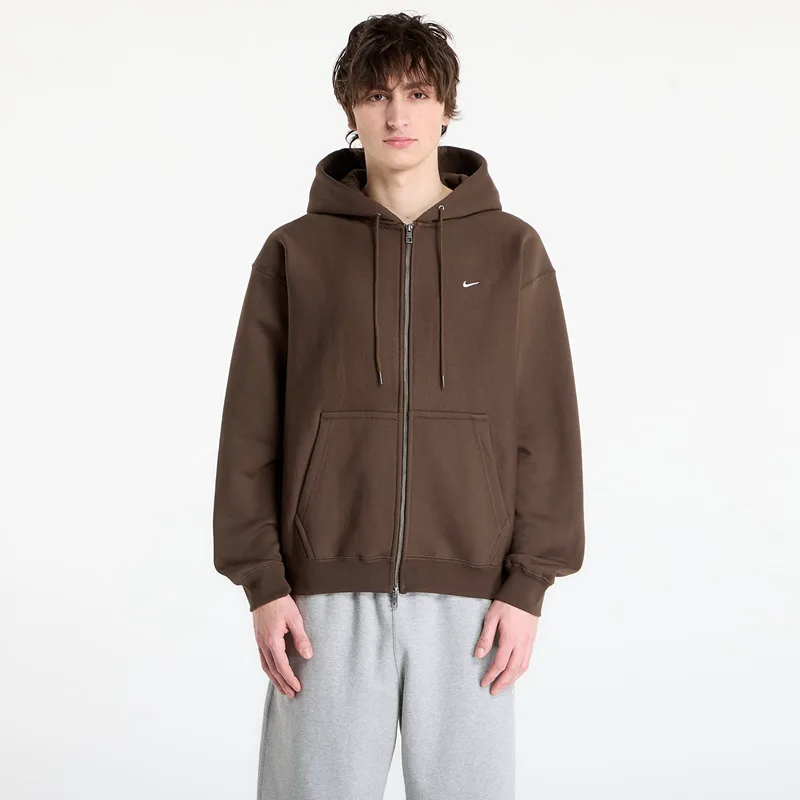 Φούτερ Nike Solo Swoosh Men's Full-Zip Fleece Hoodie Dark Hazel/ White M