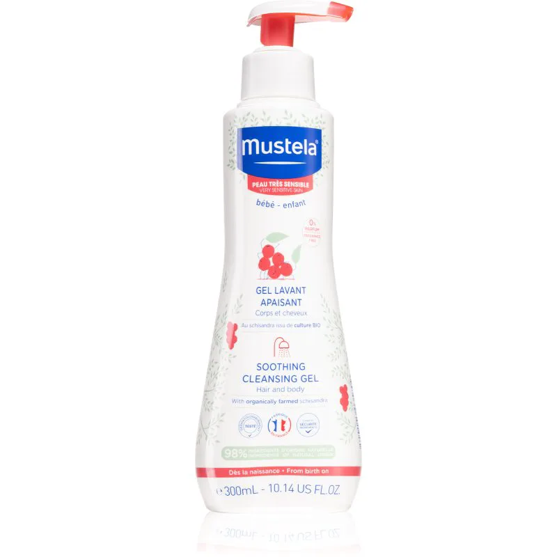 Mustela Bébé καταπραϋντικό καθαριστικό τζελ για παιδιά από τη γέννηση 300 ml