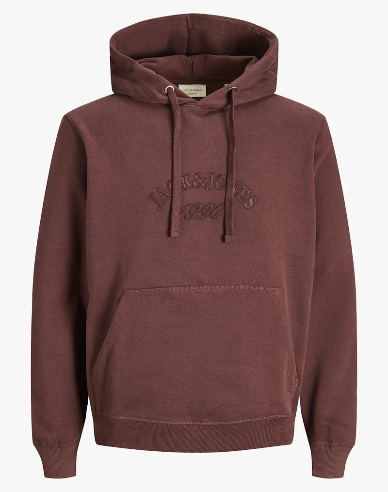 JACK&JONES JORBLEECKER BRANDING SWEAT HOOD BF 12285796-Deep MahoganyJJ DarkBrown
