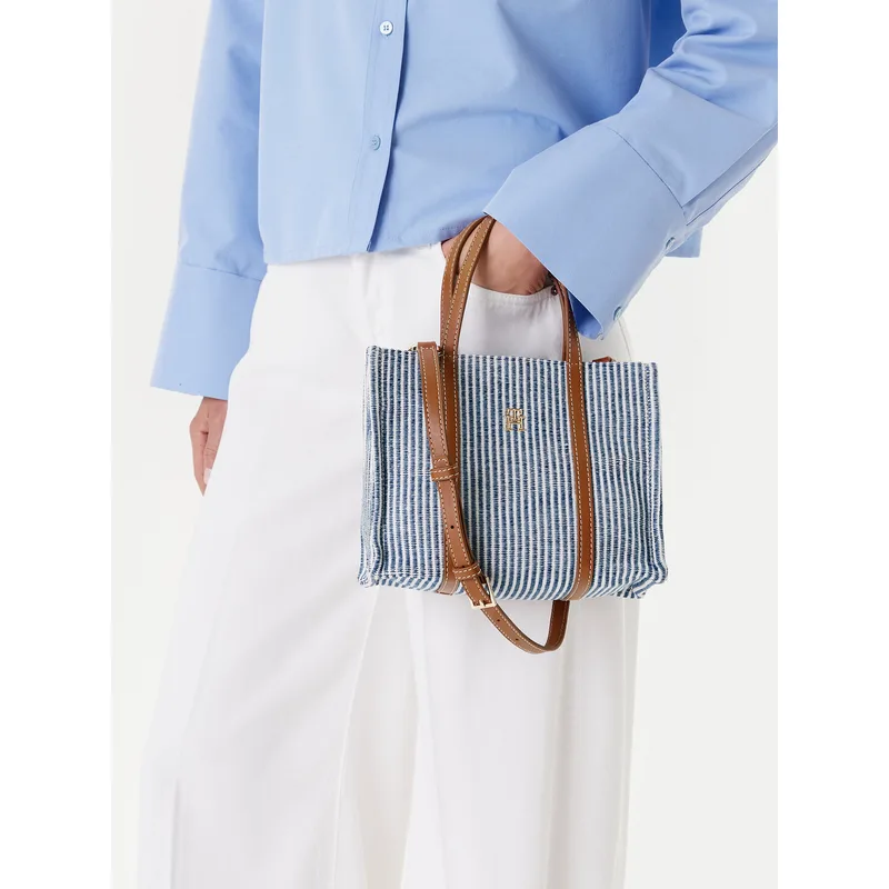Τσάντα Tommy Hilfiger Th Premium Beach Le Mini Tote AW0AW17208 Μπλε