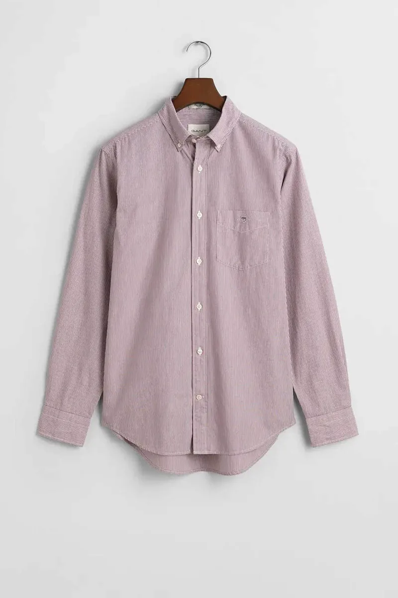Gant ανδρικό πουκάμισο button down με ψιλό ριγέ σχέδιο και τσέπη με κεντημένο λογότυπο Regular Fit - 3000140 Βυσσινί