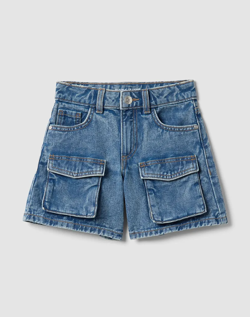 OVS DENIM SHORT W/FRONT CARGO 2654664-MEDIUM BLUE DenimBlue