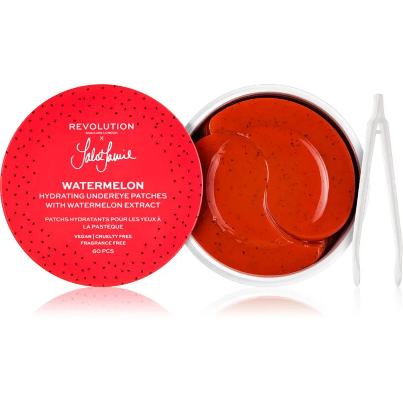 Revolution Skincare X Jake-Jamie Watermelon μάσκα υδρογέλης για γύρω από τα μάτια για λαμπρότητα και ενυδάτωση 60 τμχ
