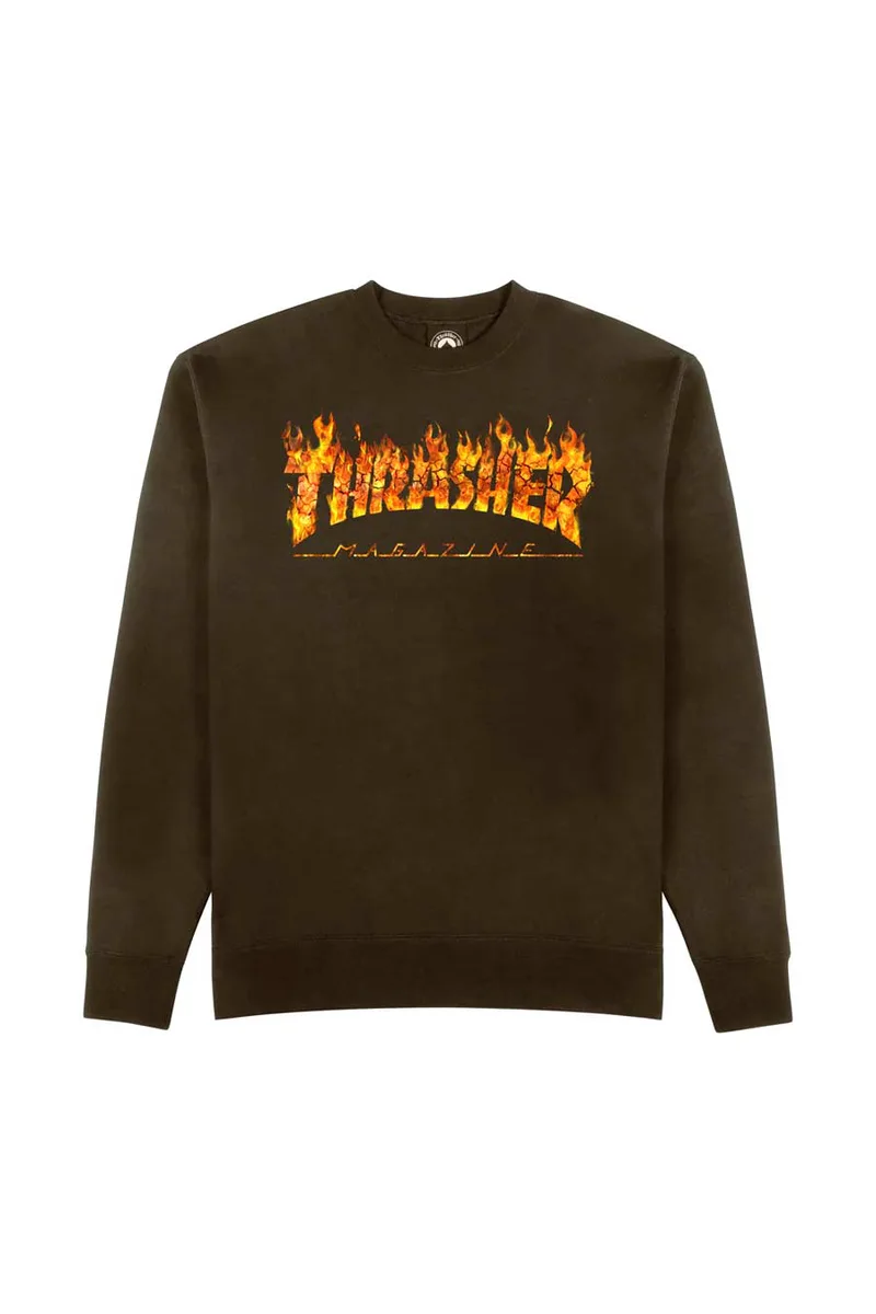 THRASHER Φούτερ λαιμόκοψη INFERNO CREW - BROWN-312728-BROWN