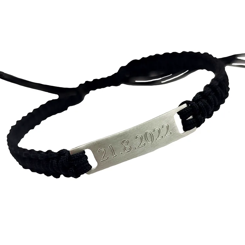 Jt Unisex Ασημένιο Βραχιόλι Μακραμέ Ταυτότητα Χεριού Χωρίς Χάραξη