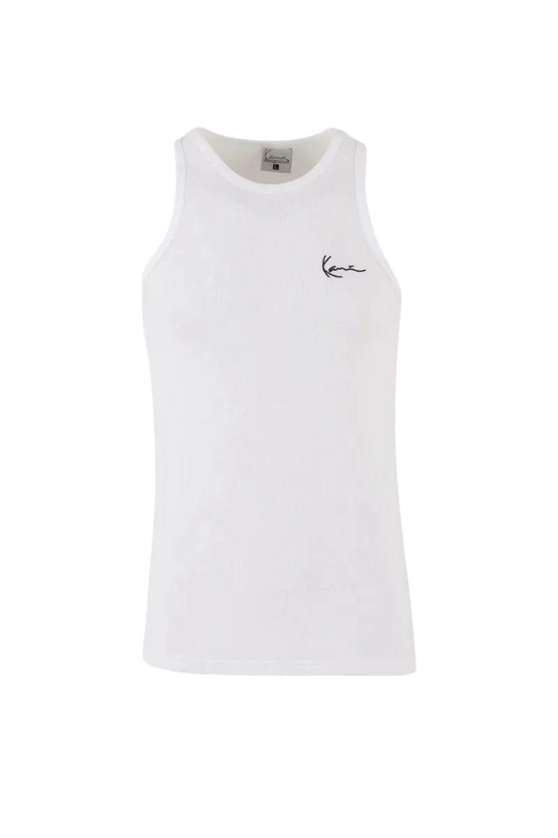 Karl Kani Signature Rib Ανδρική Αμάνικη Μπλούζα - Λευκό-KM261-001-WHITE