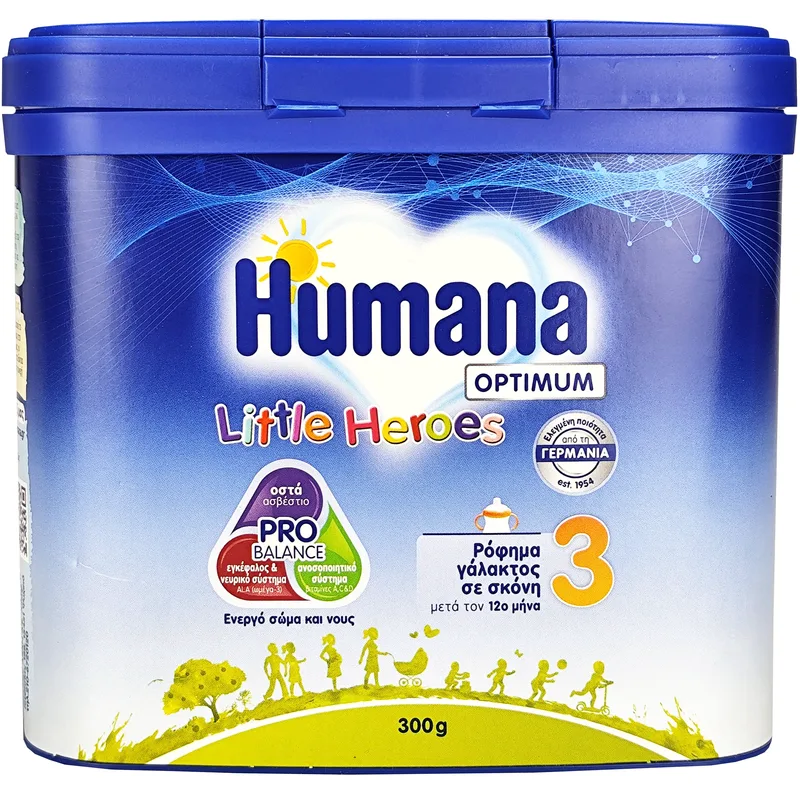Humana Optimum Little Heroes 3, 12m+ Βρεφικό Γάλα σε Σκόνη από τους 12 Μήνες για Σωστή Ανάπτυξη 300g