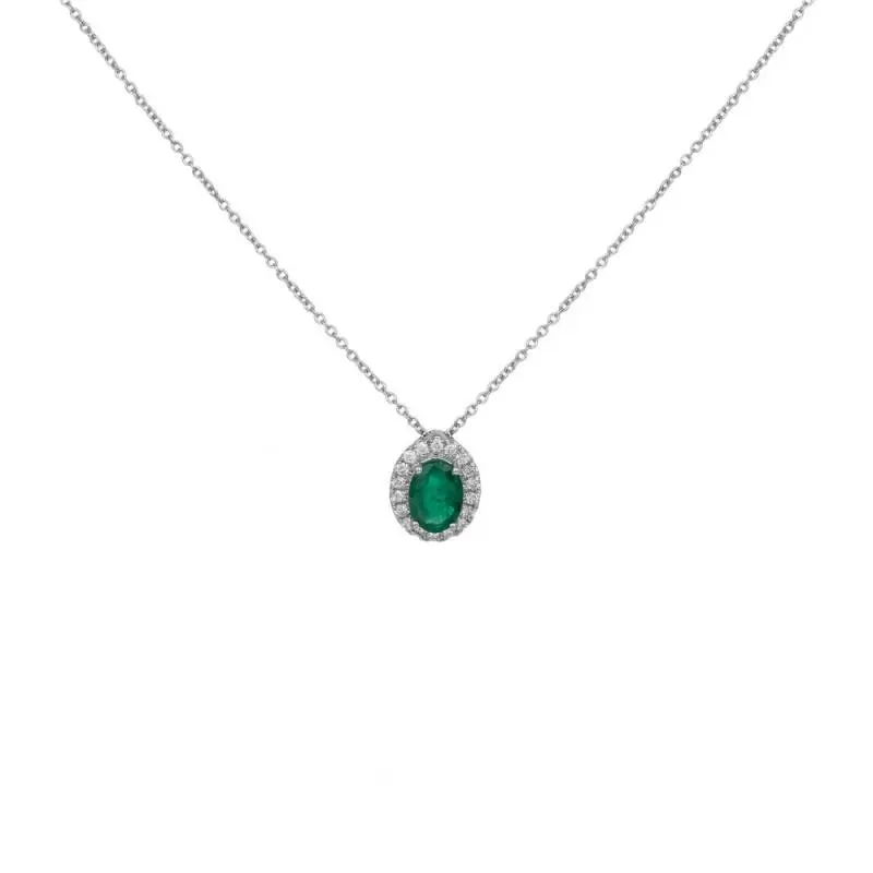 Λευκόχρυσο κολιέ ροζέτα Κ18 Emerald and Diamonds 043321 043321 Χρυσός 18 Καράτια