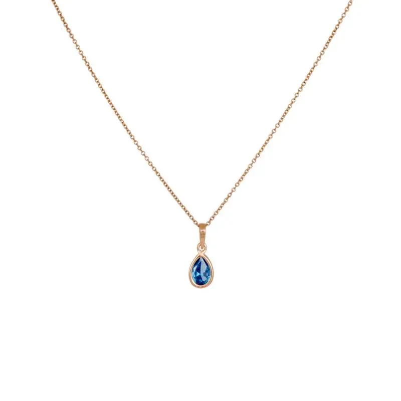 Ροζ gold κολιέ Κ14 δάκρυ aqua 043446 043446 Χρυσός 14 Καράτια