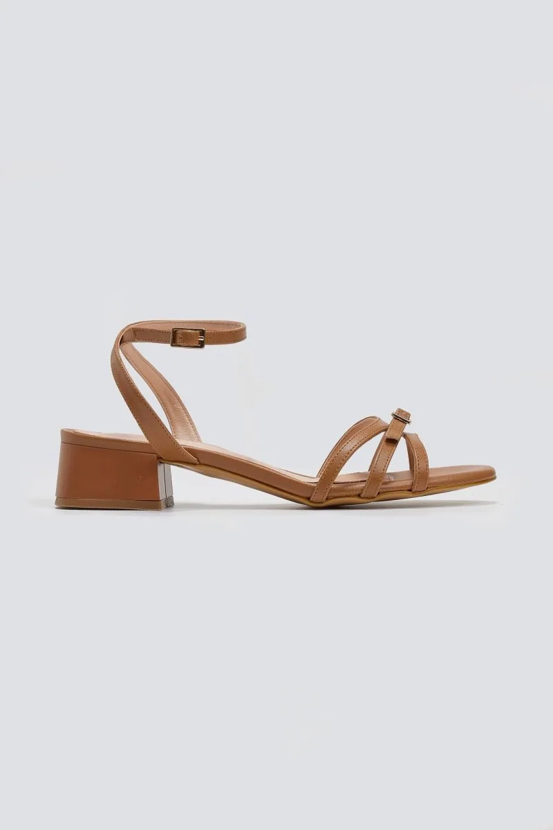 TFP Strappy Low Heel Sandals - 333 - Tan