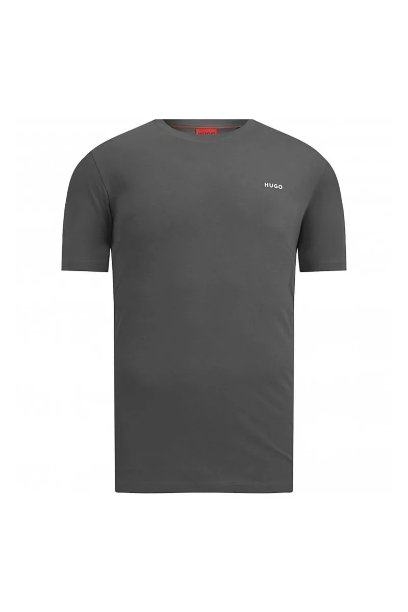 Hugo Boss ανδρικό T-shirt μονόχρωμο με ανάγλυφο λογότυπο Regular Fit "Dero222" - 50466158 Γκρι