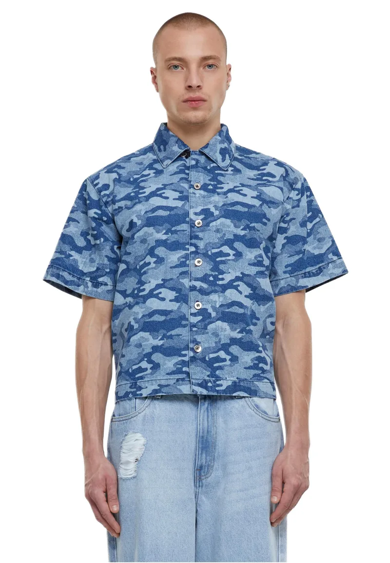 Laser Camo Printed Boxy Shirt Urban Classics TB6695-14140 Bluelasercamo