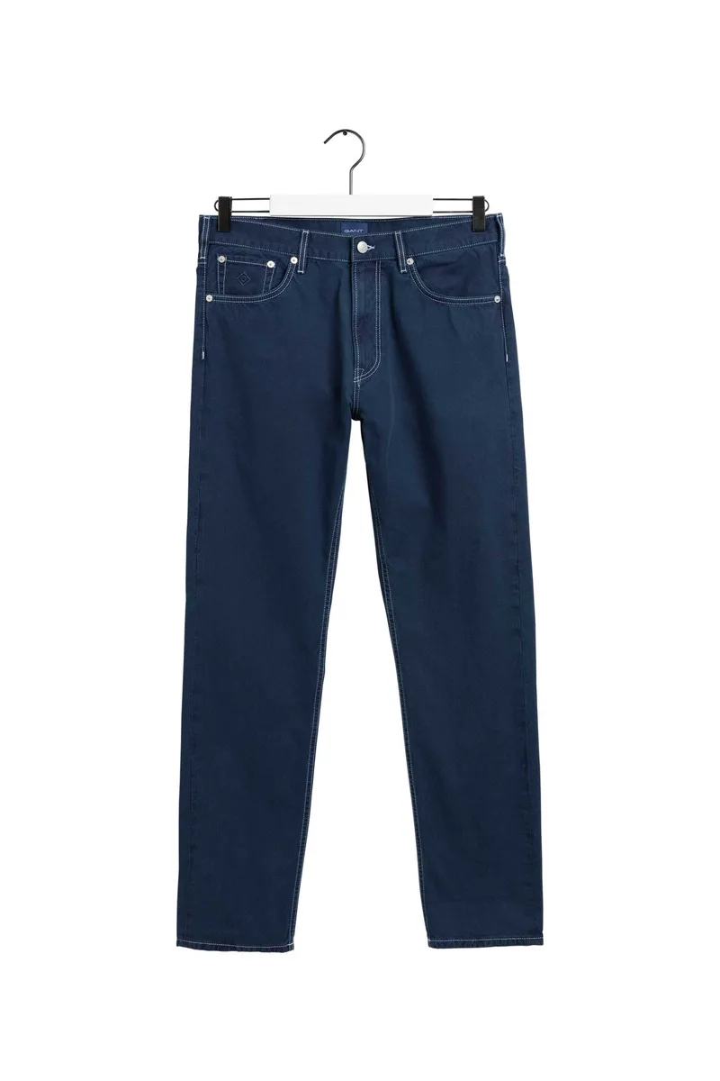 Gant ανδρικό παντελόνι πεντάτσεπο με contrast ραφές (34L) - 1000252 Μπλε Σκούρο