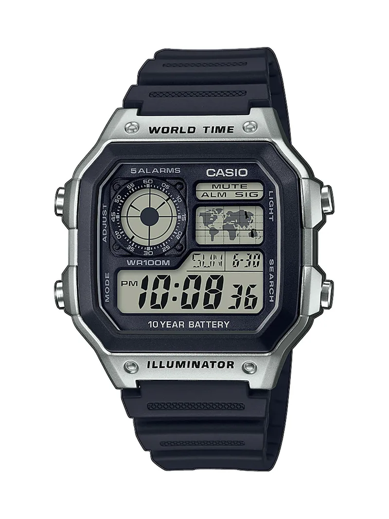 CASIO Collection Sport - AE-1200WH-1CVEF Silver case with Black Rubber Strap
