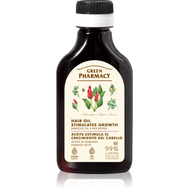Green Pharmacy Red Peppers Burdock Oil λάδι κολλιτσίδας για διέγερση της ανάπτυξης των μαλλιών 100 ml