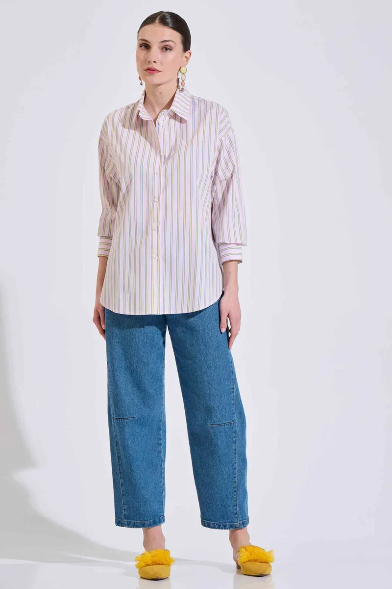 Bill Cost γυναικείο πουκάμισο με ριγέ σχέδιο Relaxed Fit - 10-320640-0 Ροζ
