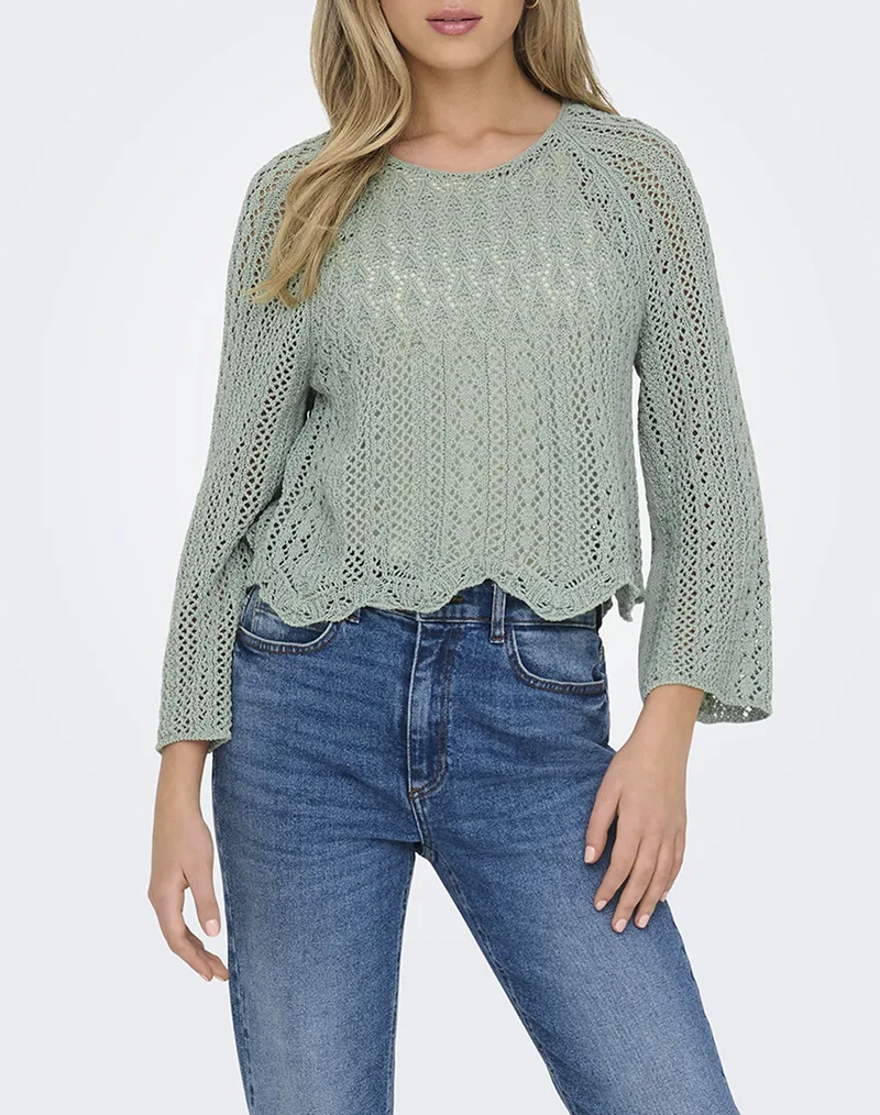ONLY ONLNOLA LIFE 3/4 PULLOVER KNT NOOS 15233173-Jadeite MintGreen