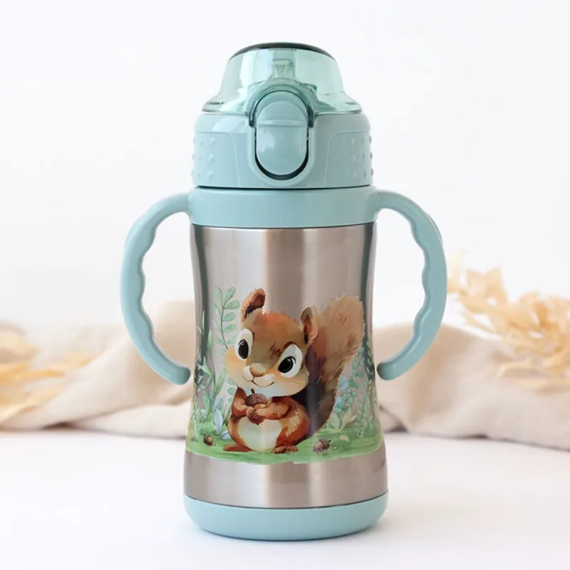 Παγούρι - Θερμός 280ml Με Καλαμάκι Kiokids Σκιουράκι 6329