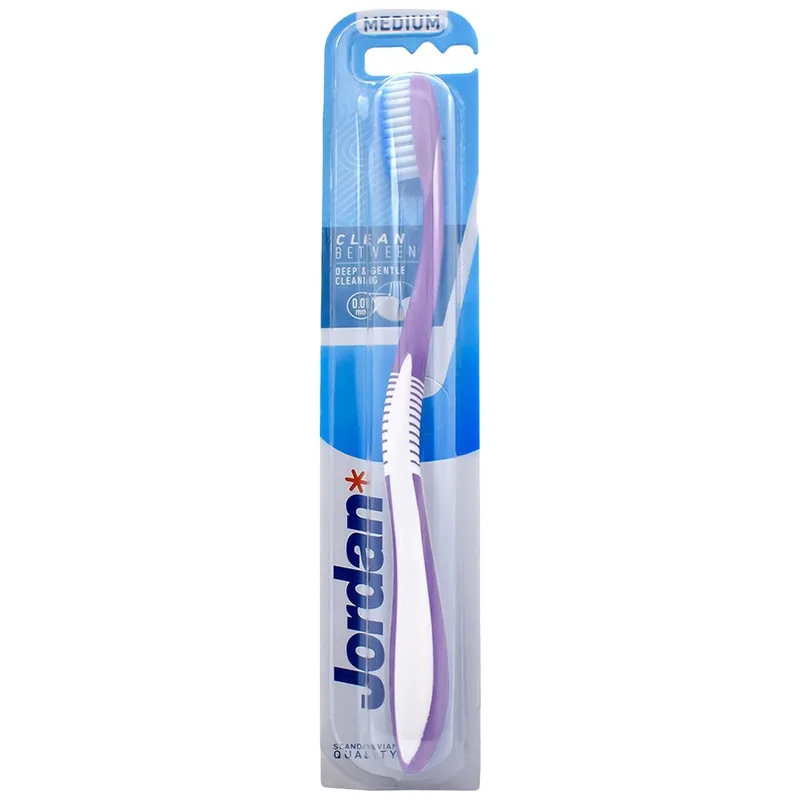 Jordan Clean Between Deep & Gentle Toothbrush Medium 0.01mm Μέτρια Οδοντόβουρτσα για Βαθύ Καθαρισμό με Εξαιρετικά Λεπτές Ίνες 1 Τεμάχιο - Μωβ
