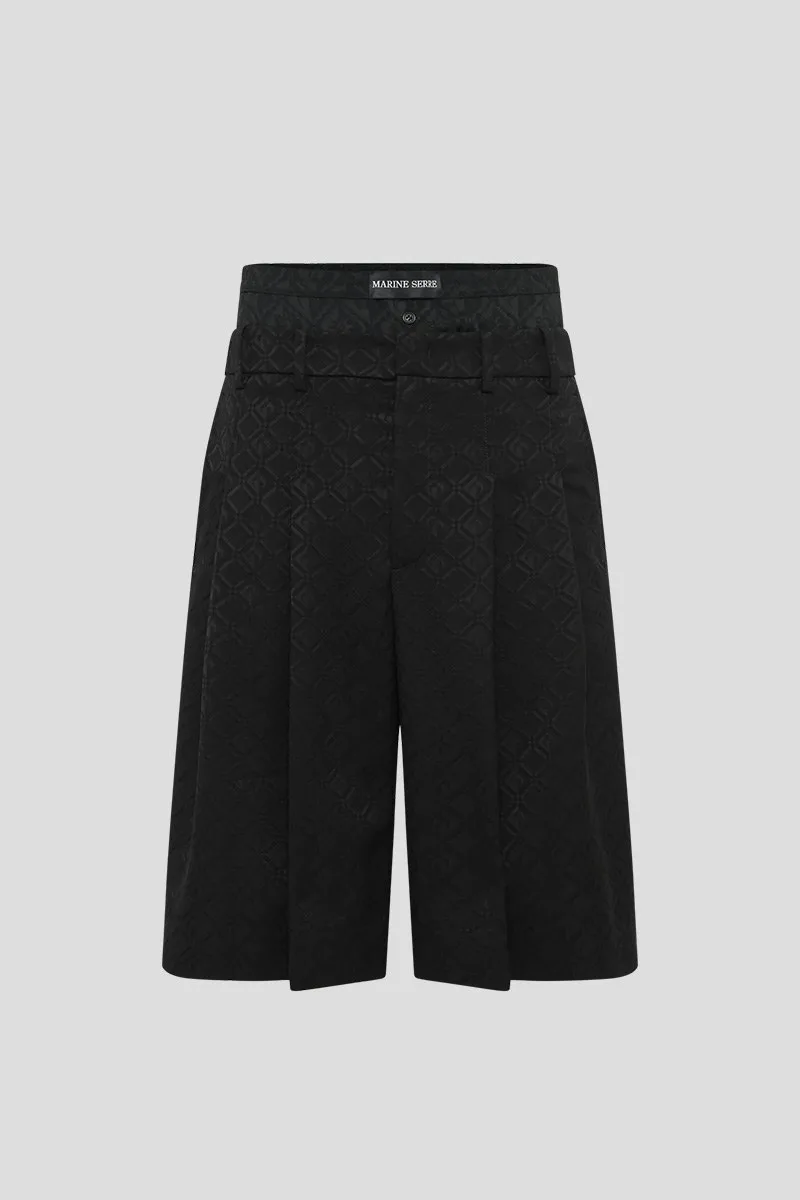 MARINE SERRE Ανδρικό Μαύρο Moon Diamond Jacquard Tailoring Shorts