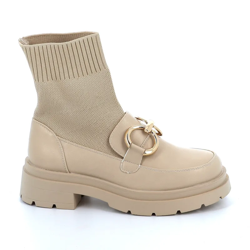 Γυναικείο Μποτάκι Meiva Ideal Shoes Χρώματος Μπεζ MP03-5726
