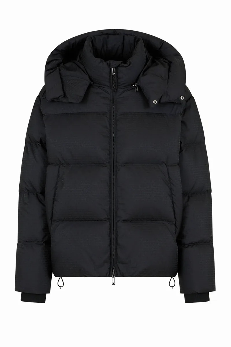 EMPORIO ARMANI ΜΠΟΥΦΑΝ PUFFER HOODIE LOGO ΜΑΥΡΟ