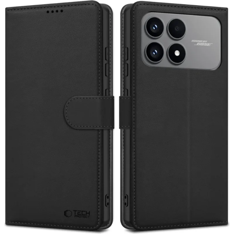 Θήκη Tech-Protect Wallet Black Poco F8 Pro 5G