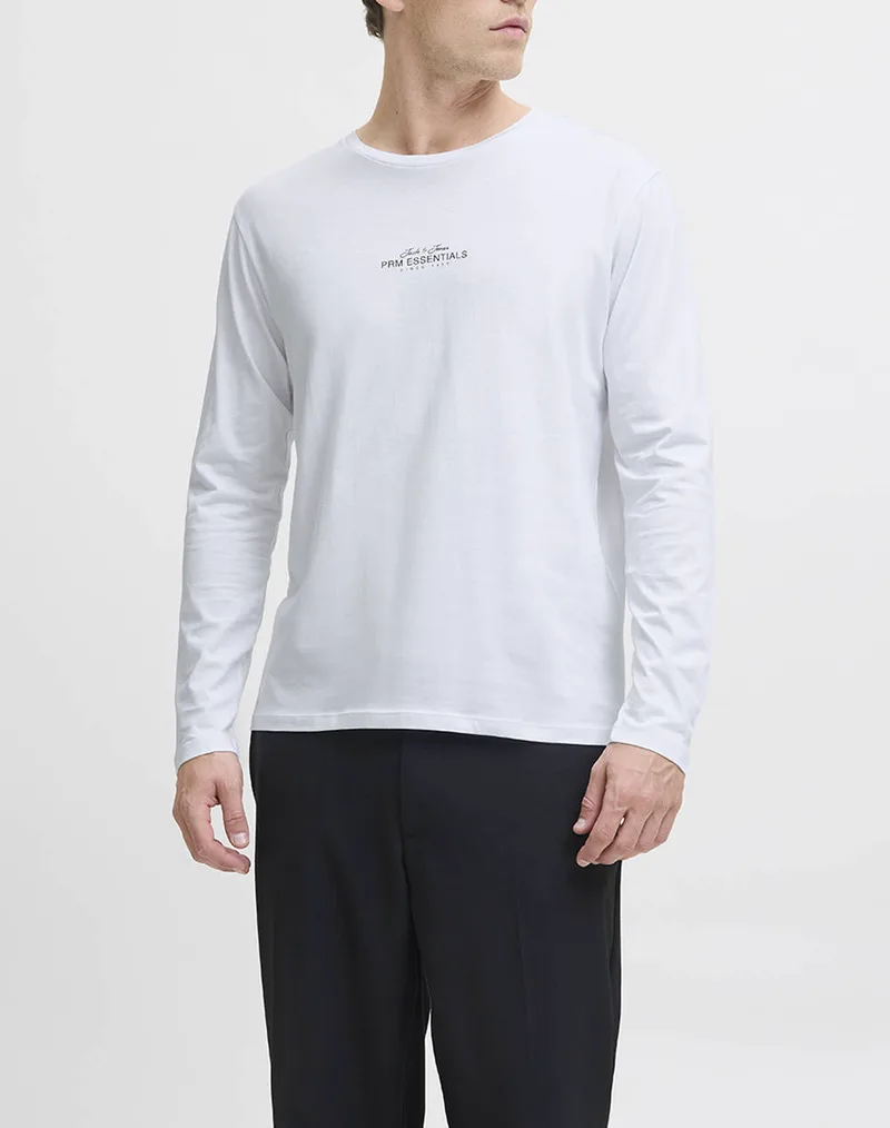 JACK&JONES JPRBLACASPER LS TEE FST 12288081-WHITE White