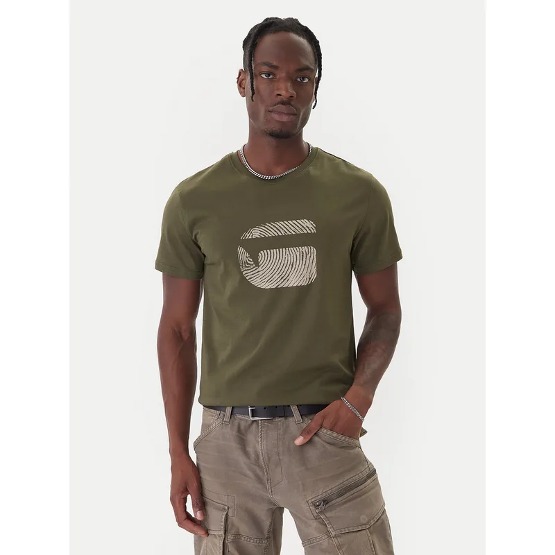 G-Star Raw T-Shirt Finger Print Burger D26041-C506 Σκούρο πράσινο Regular Fit