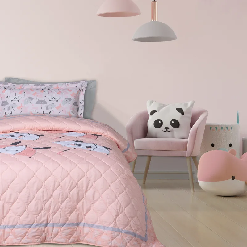 Κουβερλί Microfiber Μονό 160x220εκ. Kid Line 4878 Λευκό-Ροζ-Γκρι Das Kids (Ύφασμα: Microfiber, Χρώμα: Λευκό) - DAS KIDS - 402009104878