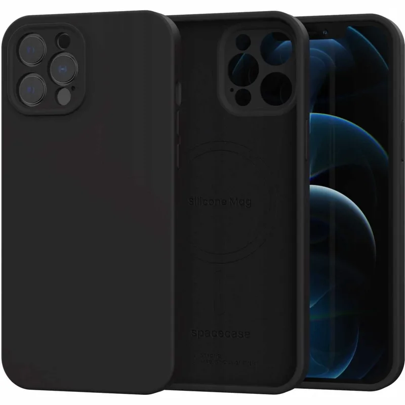 Θήκη iPhone 12 Pro Max Spacecase Silicone Mag Case Σιλικόνης με MagSafe - Black (5905719138684)