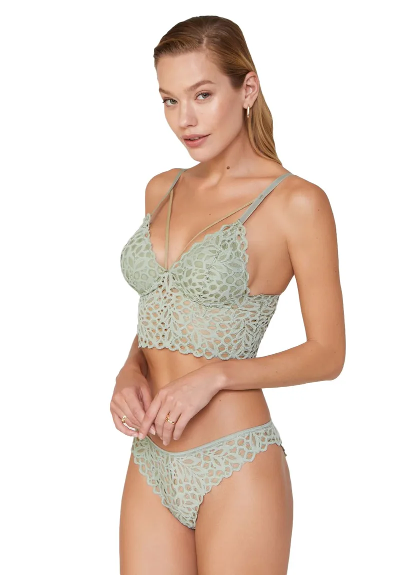Σετ Bralette - Brazil Δαντελένια Liona Pistachio CA319C