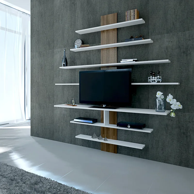 Έπιπλο Τηλεόρασης Zebra - White, Walnut 745Dcd3020 (160x160x30)