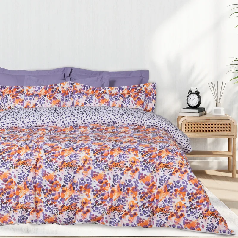 Das home σετ σεντονια υπερδιπλα με λαστιχο casual 5430 orange, purple 170χ200+35