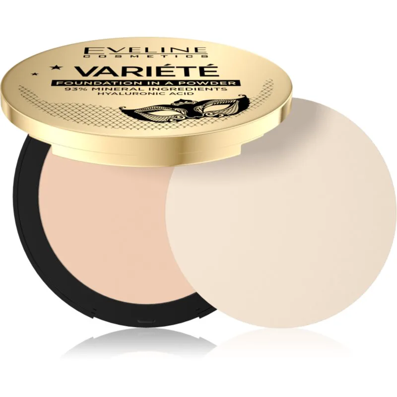 Eveline Cosmetics Variété μεταλλική συμπαγής πούδρα με εφαρμοστή απόχρωση 01 Light 8 γρ