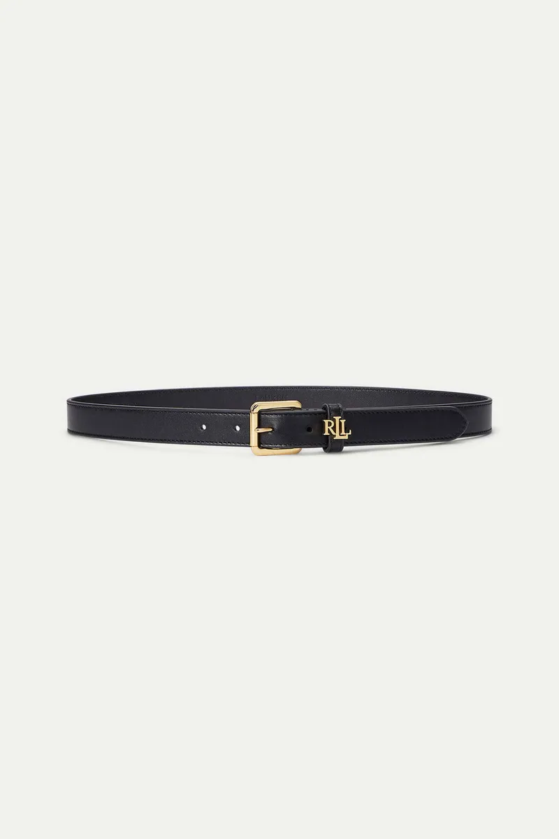 Lauren Ralph Lauren γυναικεία δερμάτινη ζώνη με μεταλλική αγκράφα και monogram - 412968763001 Μαύρο