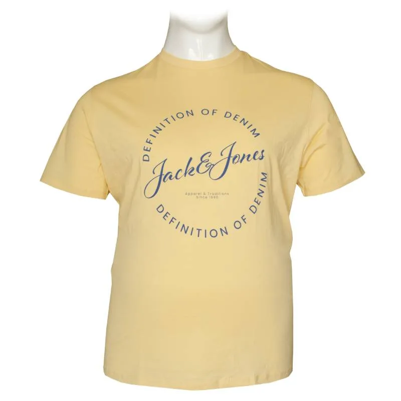 Jack & Jones "Greyson Tee"σε Plus fit γραμμή,με μεταξοτυπία - Sunlight