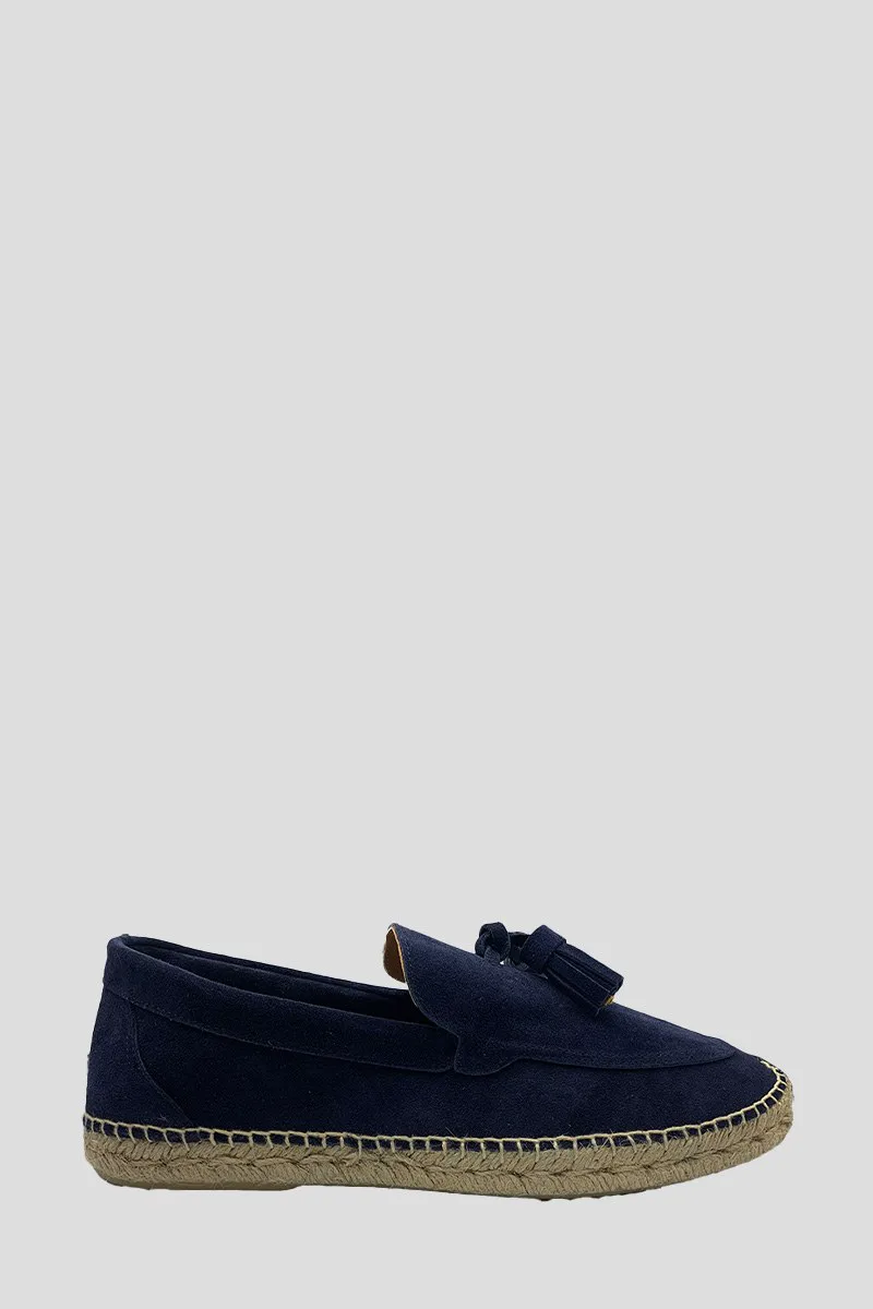 ABARCA Ανδρικό Μπλε Split Leather Tassel Loafers/Blue