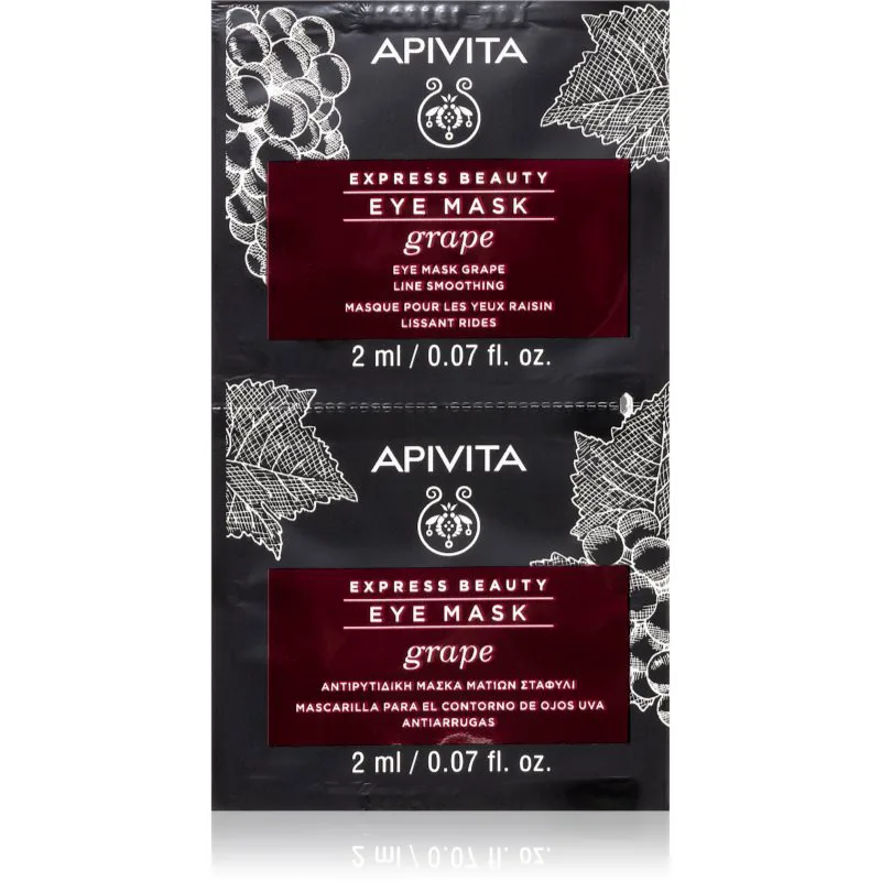 Apivita Express Beauty Line Smoothing Eye Mask Grape μάσκα για τα μάτια με λειαντικό αποτέλεσμα 2 x 2 ml