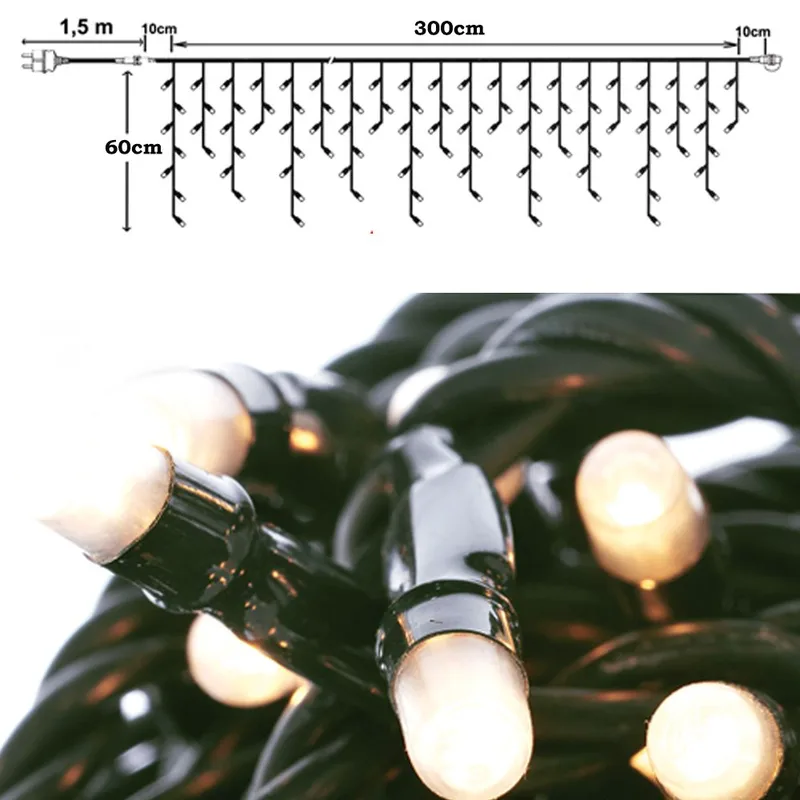 Λαμπάκια Κουρτίνα Σταλακτίτες 150 led Σταθερό Ζεστό Λευκό Φως 300x60εκ. iliadis 78642 - Iliadis - il_78642