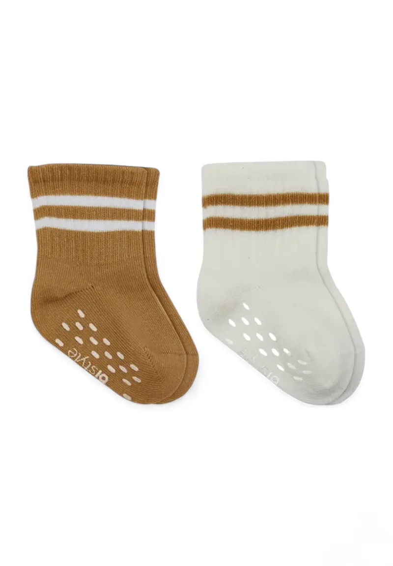 Κάλτσες βρεφικές με τάπες Stripes Biorganic 2 Τεμ. BRG10125-Πορτοκαλί