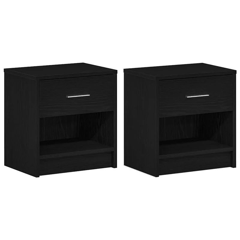 vidaXL Κομοδίνα 2 τεμ. με Συρτάρι Μαύρα 39x28x41 εκ.