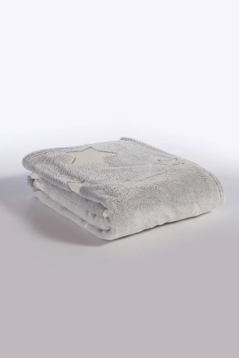 NEF-NEF βρεφική κουβέρτα κούνιας fleece "Starlight" 110 x 150 cm - 038419 Γκρι